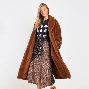 Urban Outfitters Cognac Brown Teddy Coat